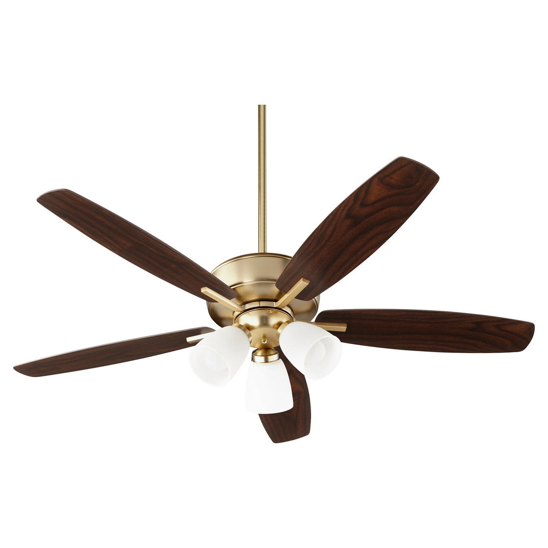 Quorum Breeze 70525-380 Ceiling Fan 52 in. - Aged Brass, Dark Oak/Walnut