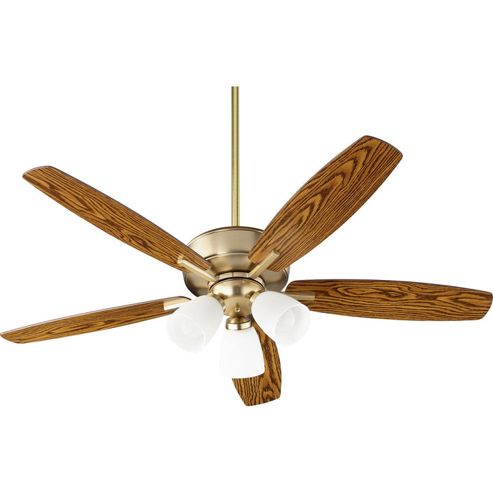 Quorum Breeze 70525-380 Ceiling Fan 52 in. - Aged Brass, Dark Oak/Walnut