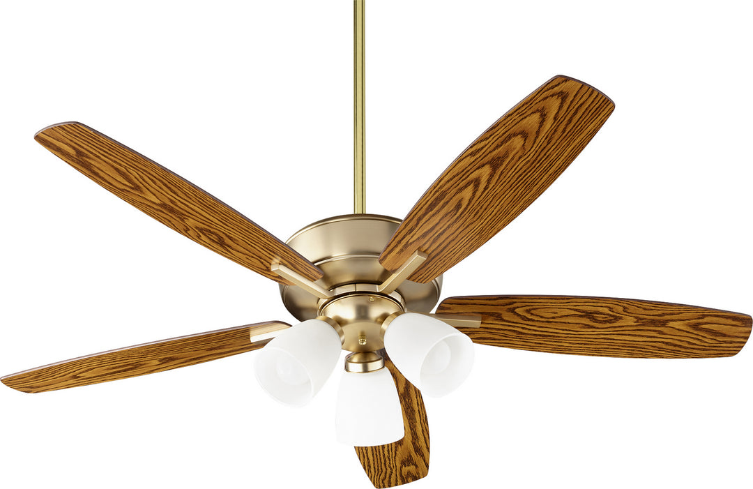 Quorum Breeze 70525-380 Ceiling Fan 52 in. - Aged Brass, Dark Oak/Walnut