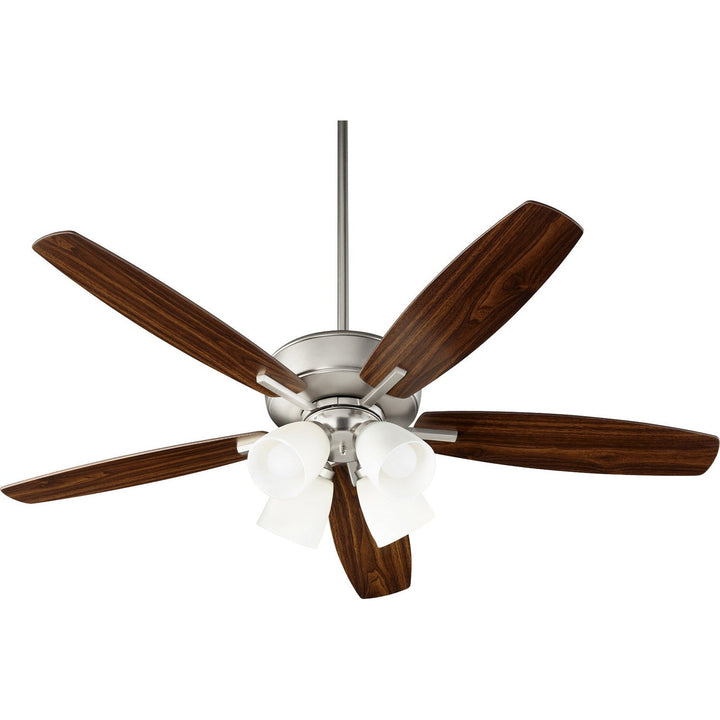 Quorum Breeze 70525-465 Ceiling Fan 52 in. - Satin Nickel, Silver/Walnut