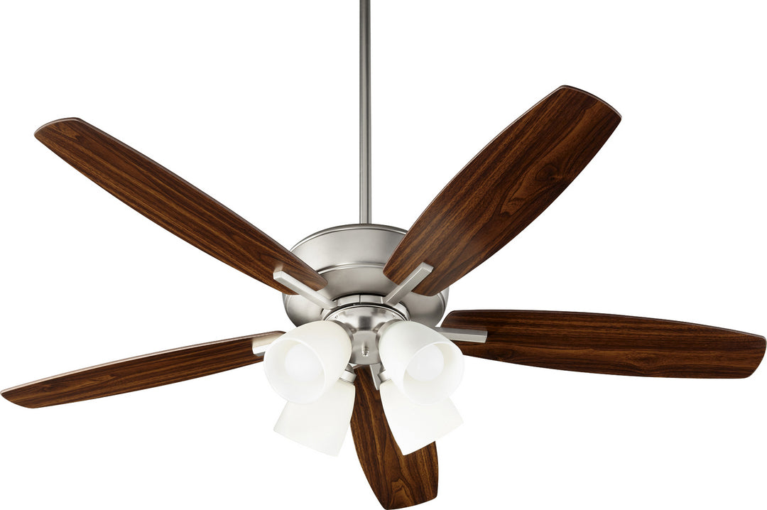 Quorum Breeze 70525-465 Ceiling Fan 52 in. - Satin Nickel, Silver/Walnut