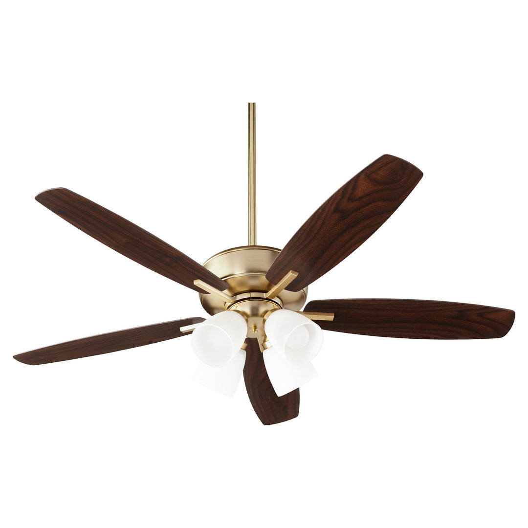 Quorum Breeze 70525-480 Ceiling Fan 52 in. - Aged Brass, Dark Oak/Walnut