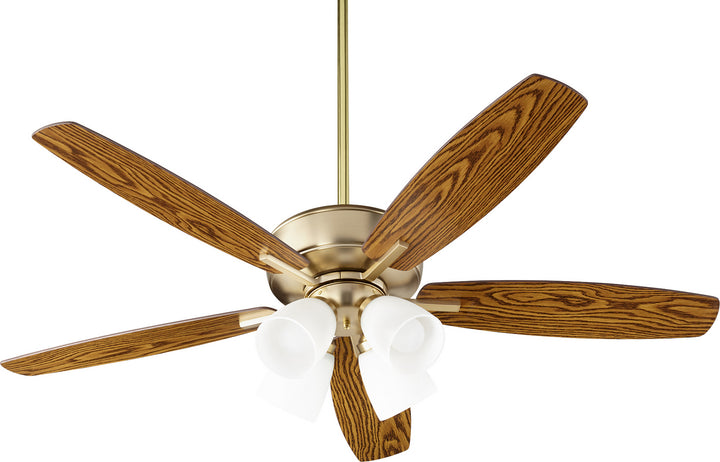 Quorum Breeze 70525-480 Ceiling Fan 52 in. - Aged Brass, Dark Oak/Walnut