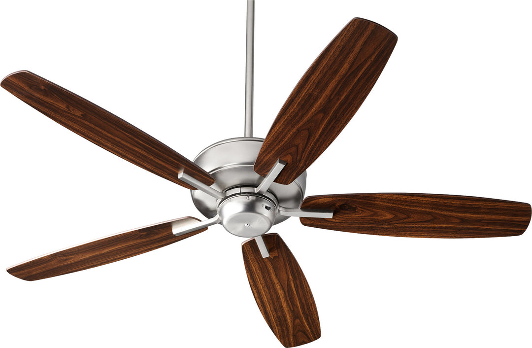 Quorum Breeze 7052-65 Ceiling Fan 52 in. - Satin Nickel, Silver/Walnut