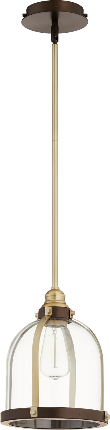 Quorum Banded Series 886-8086 Pendant Light - Aged Brass W/ Oiled Bronze
