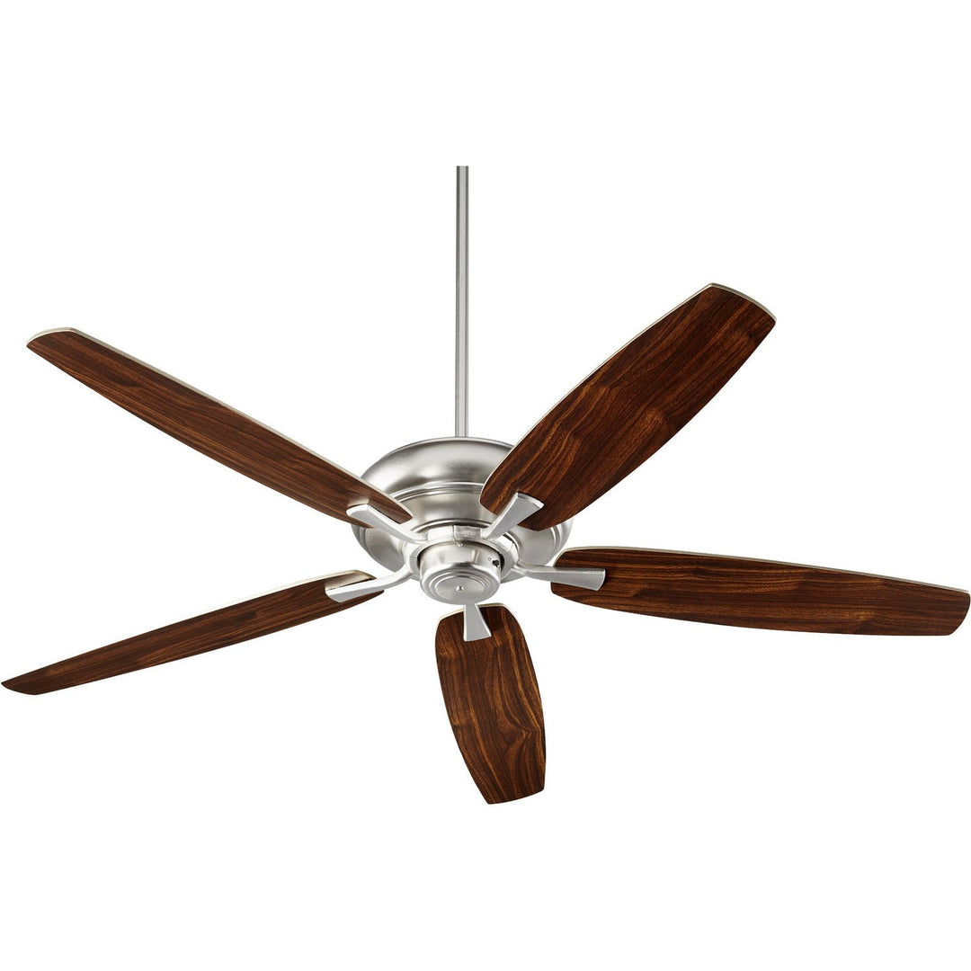 Quorum Apex 90565-65 Ceiling Fan 56 in. - Satin Nickel, Satin Nickel/Walnut