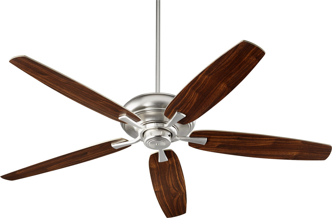 Quorum Apex 90565-65 Ceiling Fan 56 in. - Satin Nickel, Satin Nickel/Walnut