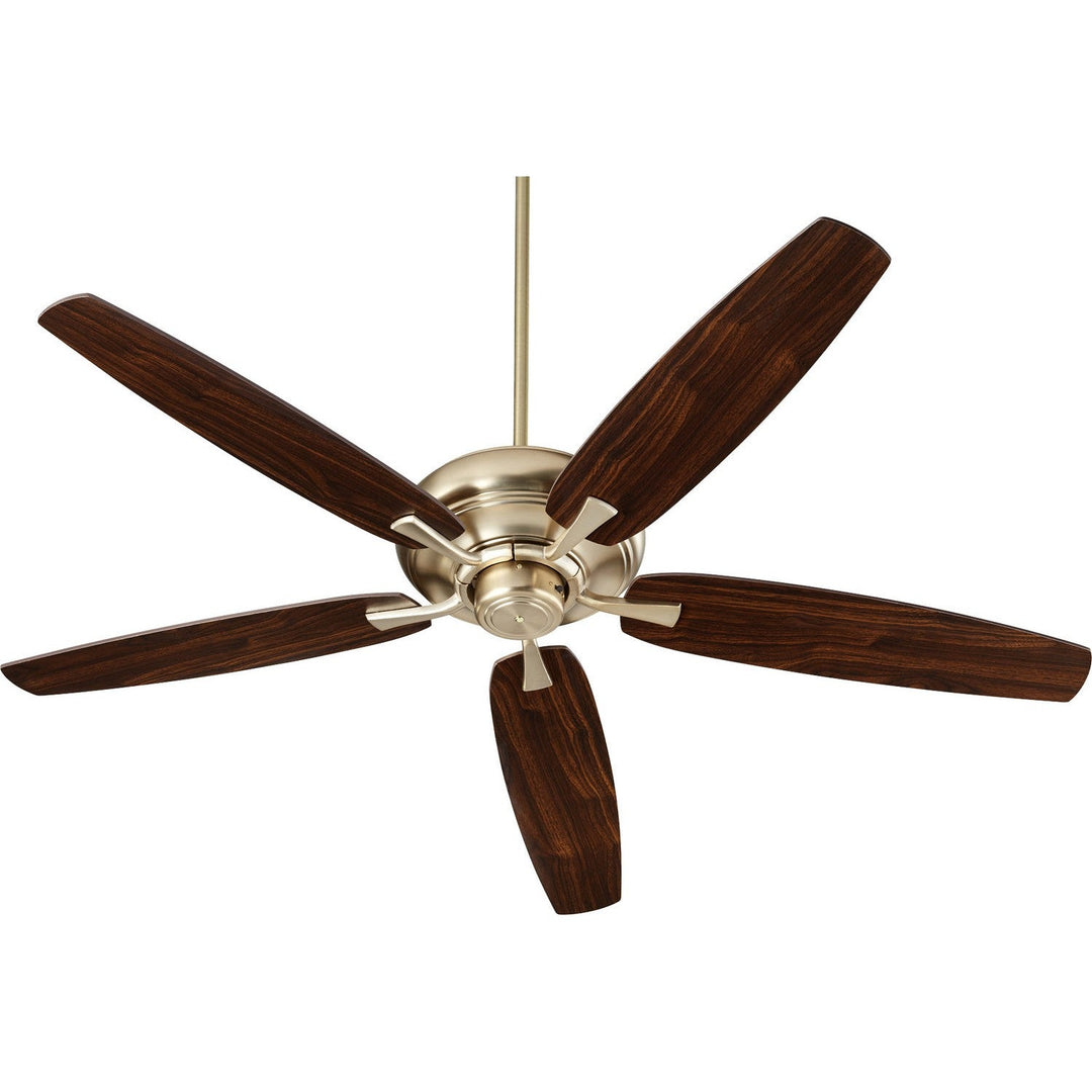 Quorum Apex 90565-80 Ceiling Fan 56 in. - Aged Brass, Dark Oak/Walnut