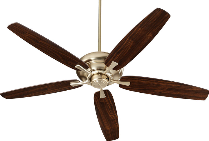 Quorum Apex 90565-80 Ceiling Fan 56 in. - Aged Brass, Dark Oak/Walnut