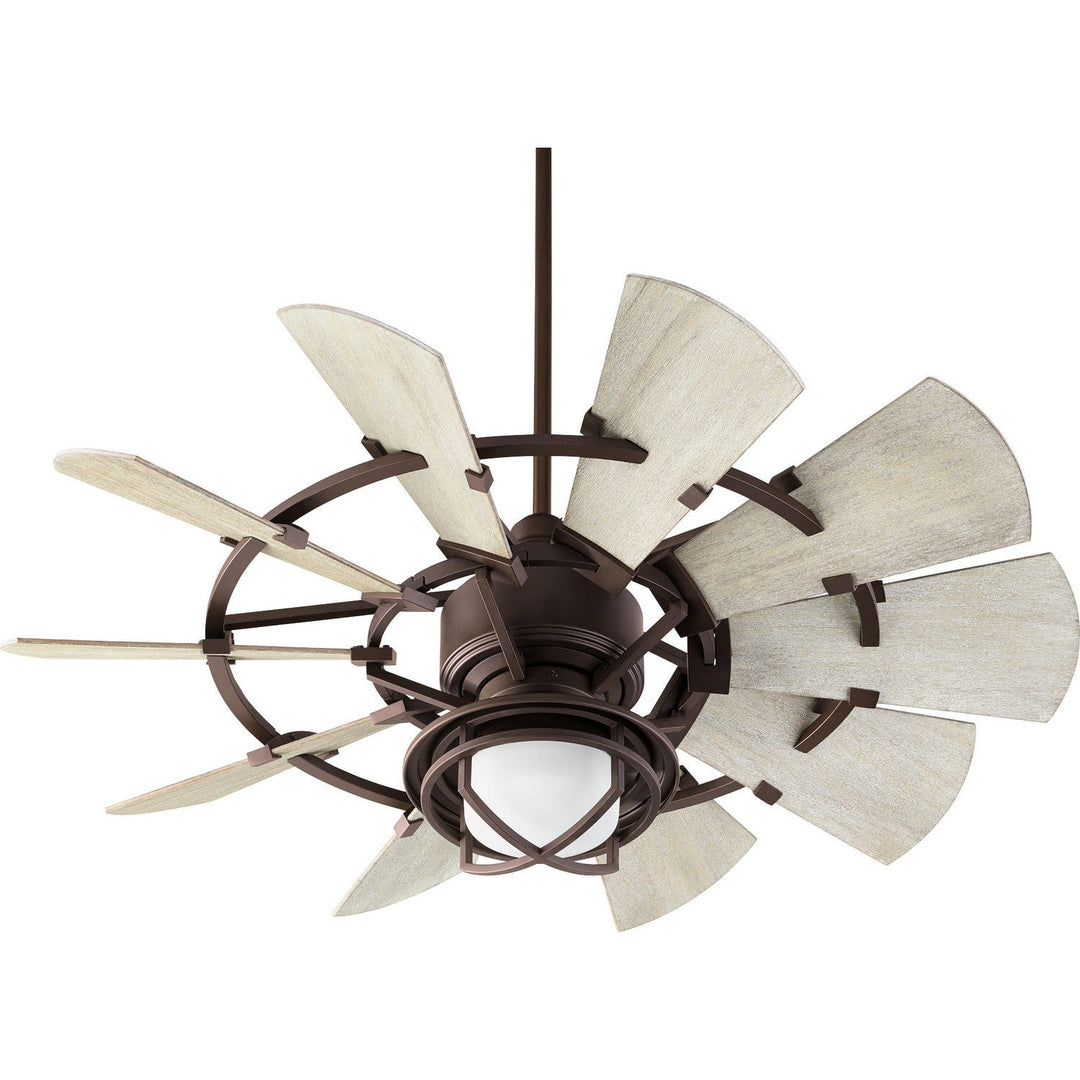 Quorum Windmill 94410-86 Ceiling Fan 44 in. - Oiled Bronze, Weathered Oak