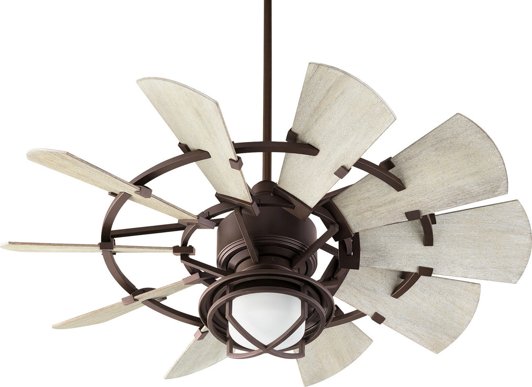 Quorum Windmill 94410-86 Ceiling Fan 44 in. - Oiled Bronze, Weathered Oak