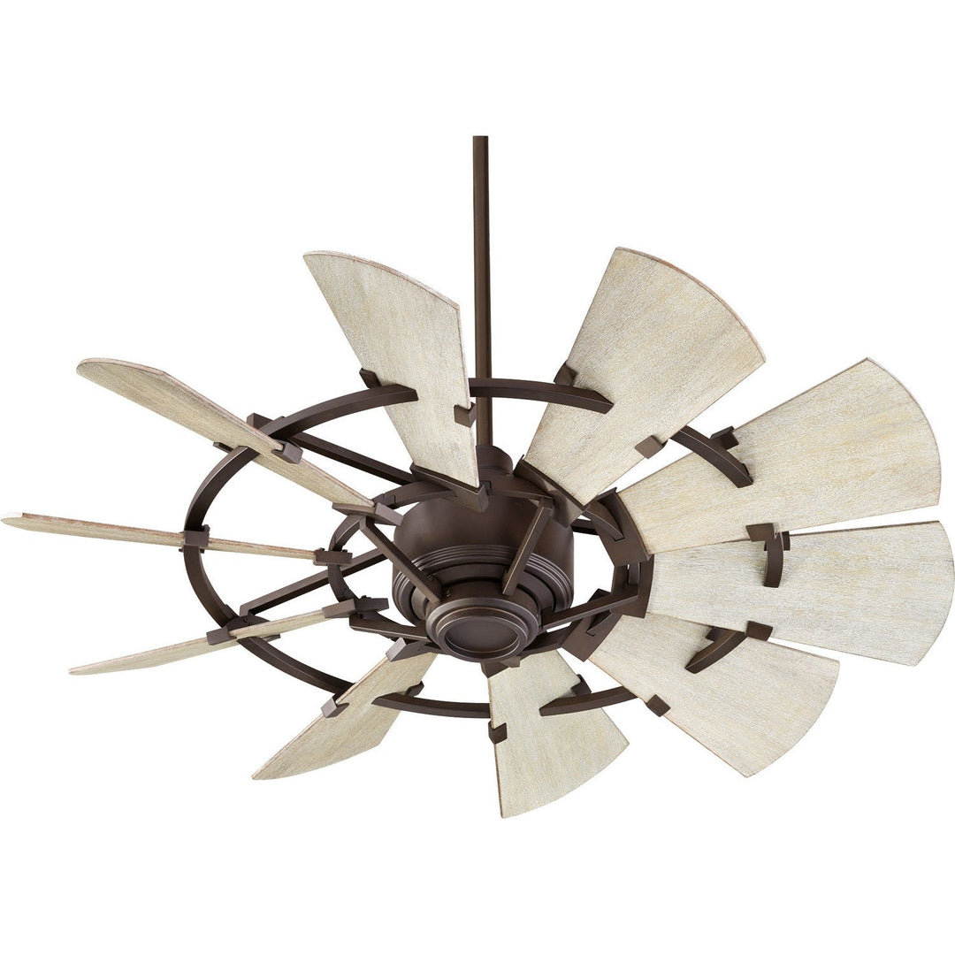 Quorum Windmill 94410-86 Ceiling Fan 44 in. - Oiled Bronze, Weathered Oak