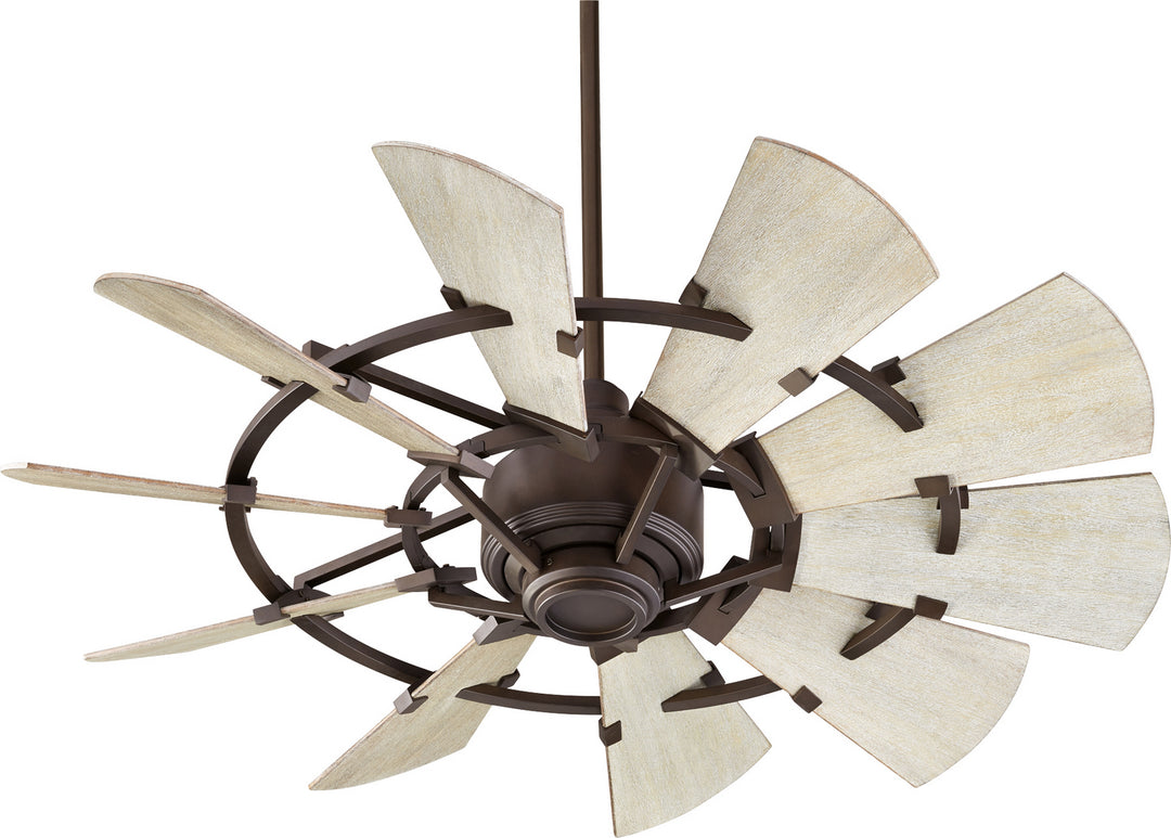 Quorum Windmill 94410-86 Ceiling Fan 44 in. - Oiled Bronze, Weathered Oak