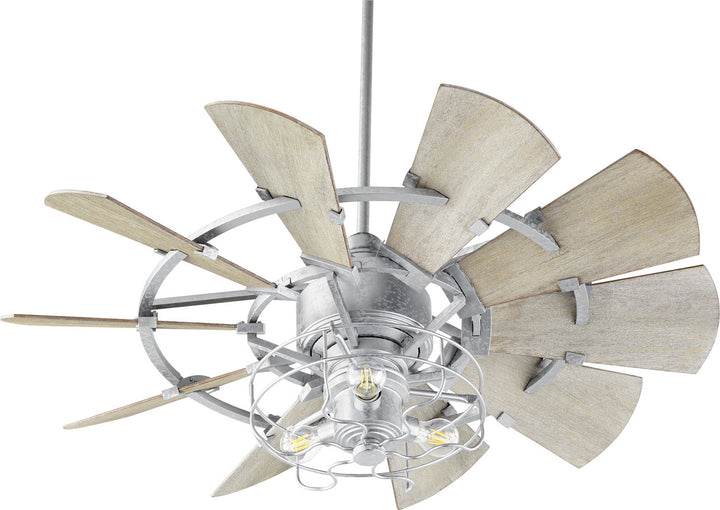 Quorum Windmill 94410-9 Ceiling Fan 44 in. - Galvanized, Weathered Oak