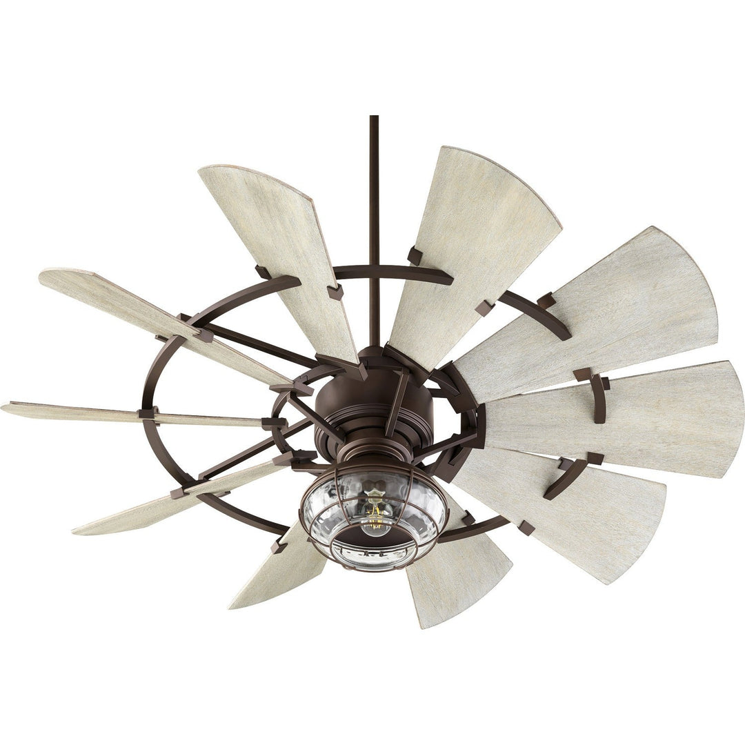 Quorum Windmill 95210-86 Ceiling Fan 52 in. - Oiled Bronze, Weathered Oak