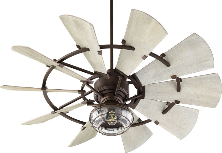 Quorum Windmill 95210-86 Ceiling Fan 52 in. - Oiled Bronze, Weathered Oak