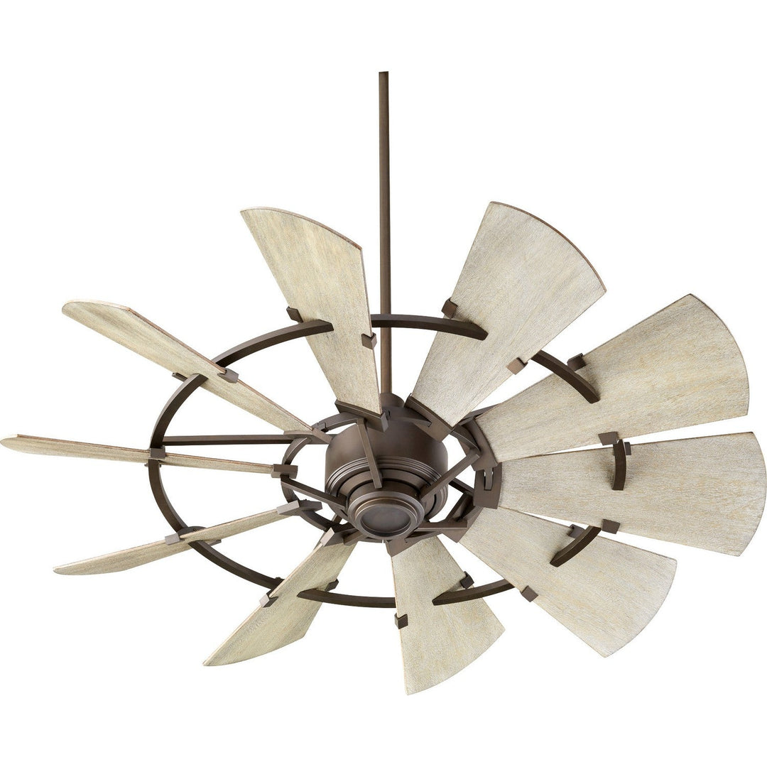 Quorum Windmill 95210-86 Ceiling Fan 52 in. - Oiled Bronze, Weathered Oak