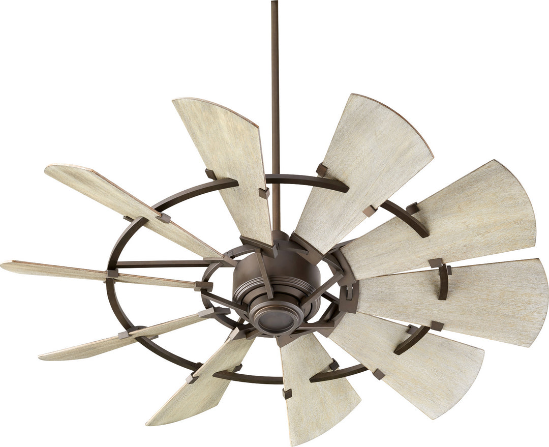 Quorum Windmill 95210-86 Ceiling Fan 52 in. - Oiled Bronze, Weathered Oak