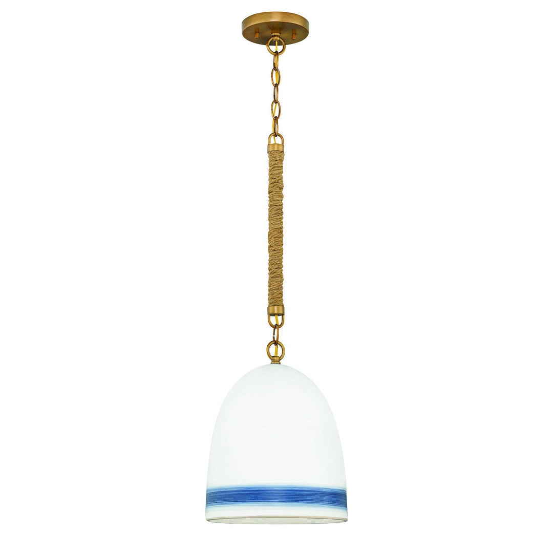 Hinkley Nash 3364HR-NV Pendant Light - Heirloom Brass with Navy Stripe