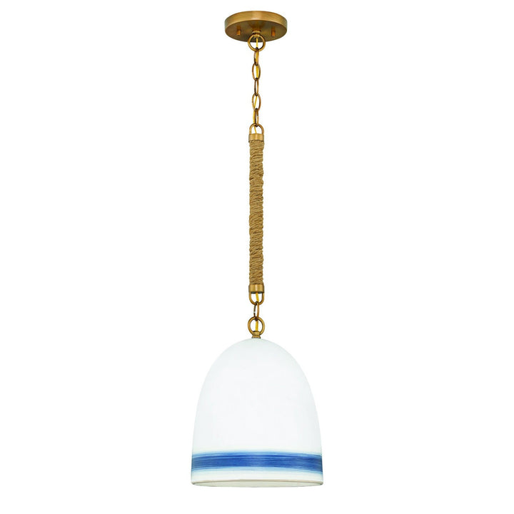 Hinkley Nash 3364HR-NV Pendant Light - Heirloom Brass with Navy Stripe