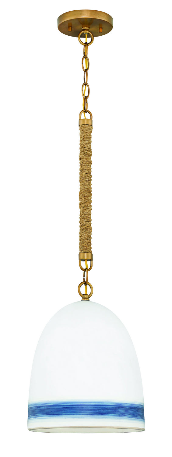 Hinkley Nash 3364HR-NV Pendant Light - Heirloom Brass with Navy Stripe