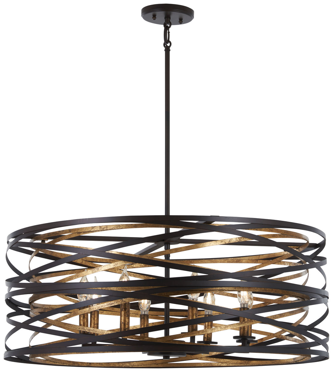 Minka-Lavery Vortic Flow 4677-111 Pendant Light - Dark Bronze W/Mosaic Gold Inte