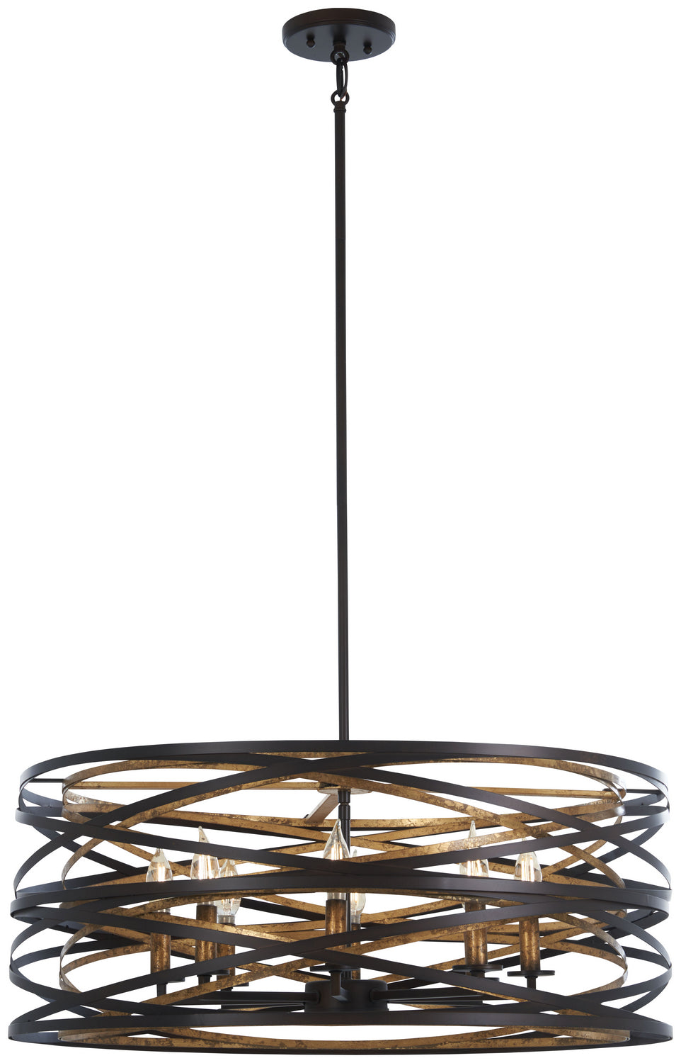 Minka-Lavery Vortic Flow 4678-111 Pendant Light - Dark Bronze W/Mosaic Gold Inte