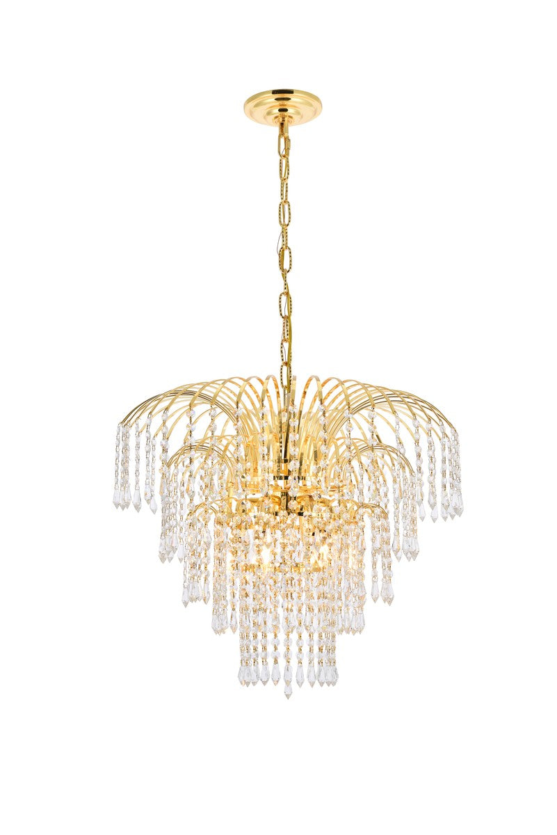 Elegant Falls V6801D21G/RC Chandelier Light - Gold