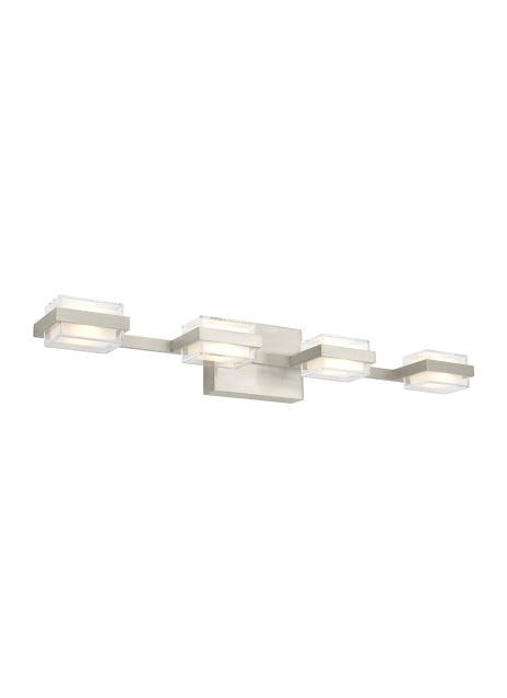 Visual Comfort Modern Kamden 700BCKMD4S-LED930-277 Bath Vanity Light 6 in. wide - Satin Nickel