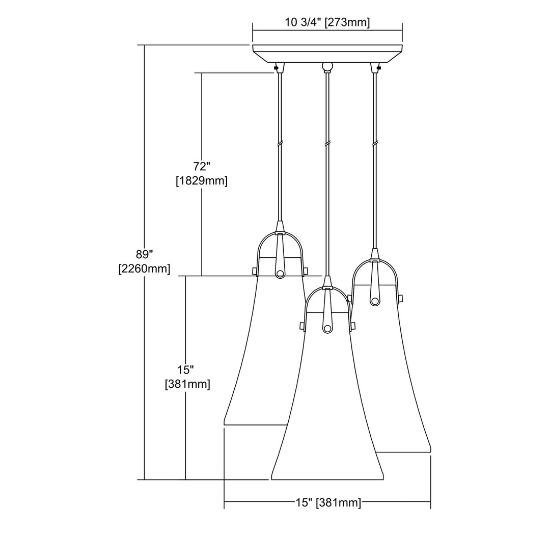 Elk Hand Formed Glass 10555/3 Pendant Light - Oil Rubbed Bronze