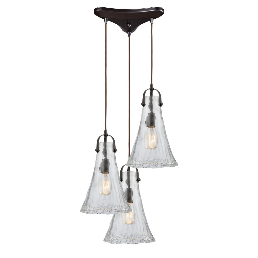 Elk Hand Formed Glass 10555/3 Pendant Light - Oil Rubbed Bronze