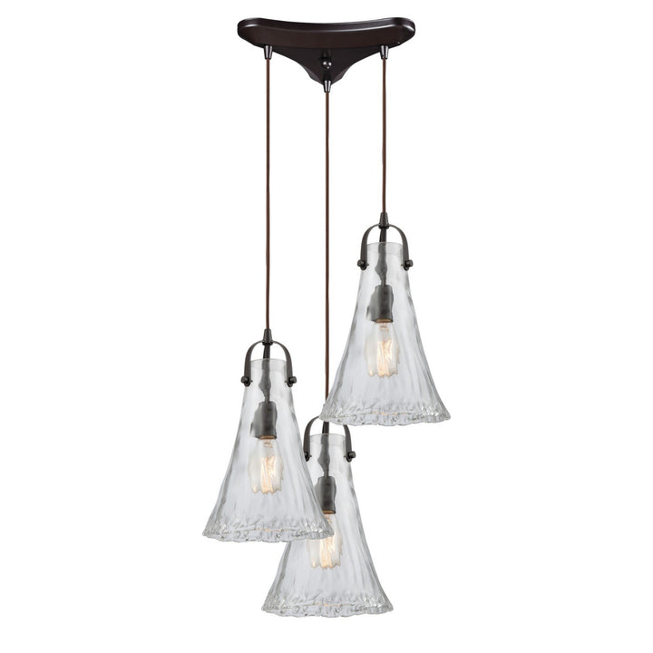 Elk Hand Formed Glass 10555/3 Pendant Light - Oil Rubbed Bronze