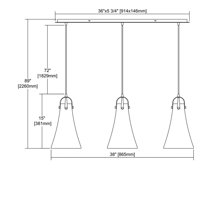 Elk Hand Formed Glass 10555/3LP Pendant Light - Oil Rubbed Bronze