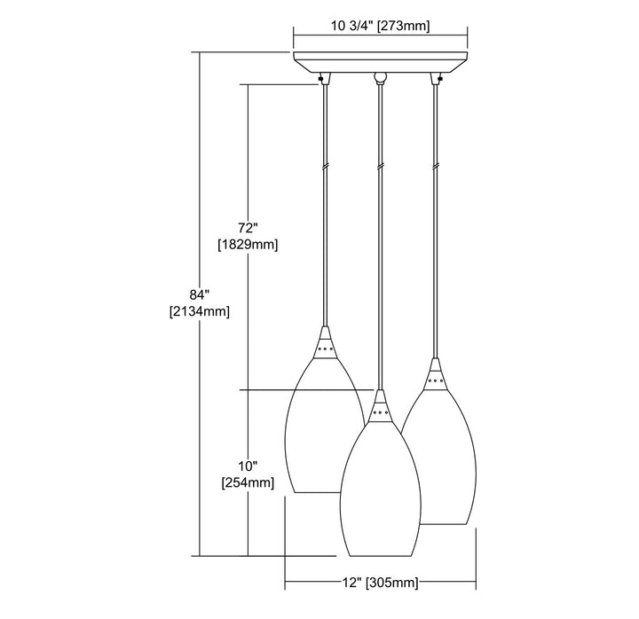 Elk Collanino 10650/3 Pendant Light - Satin Nickel