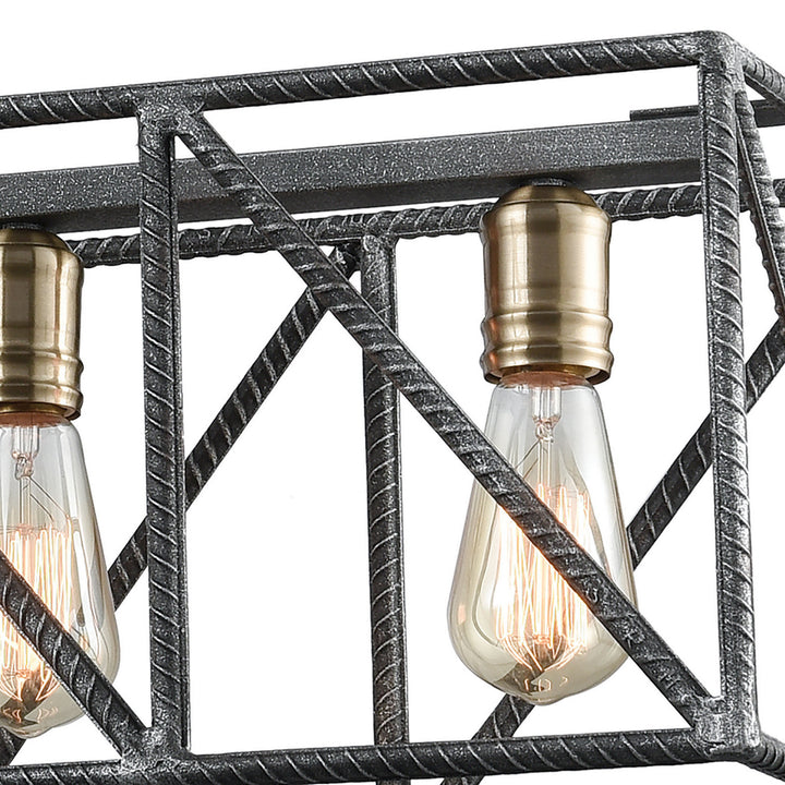 Elk Crossbar 15254/6 Pendant Light - Silverdust Iron