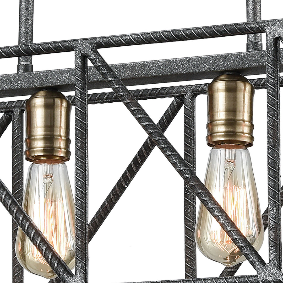 Elk Crossbar 15254/6 Pendant Light - Silverdust Iron