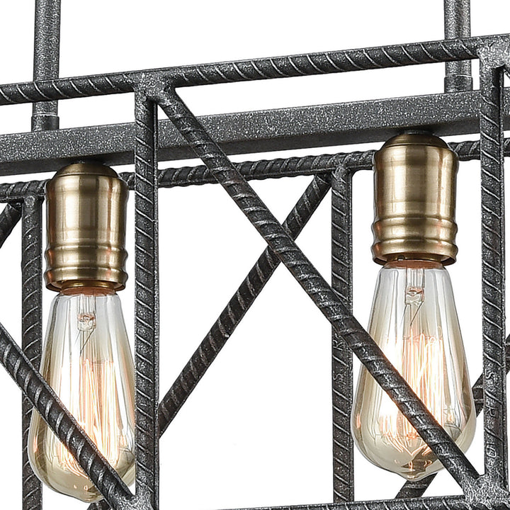 Elk Crossbar 15254/6 Pendant Light - Silverdust Iron
