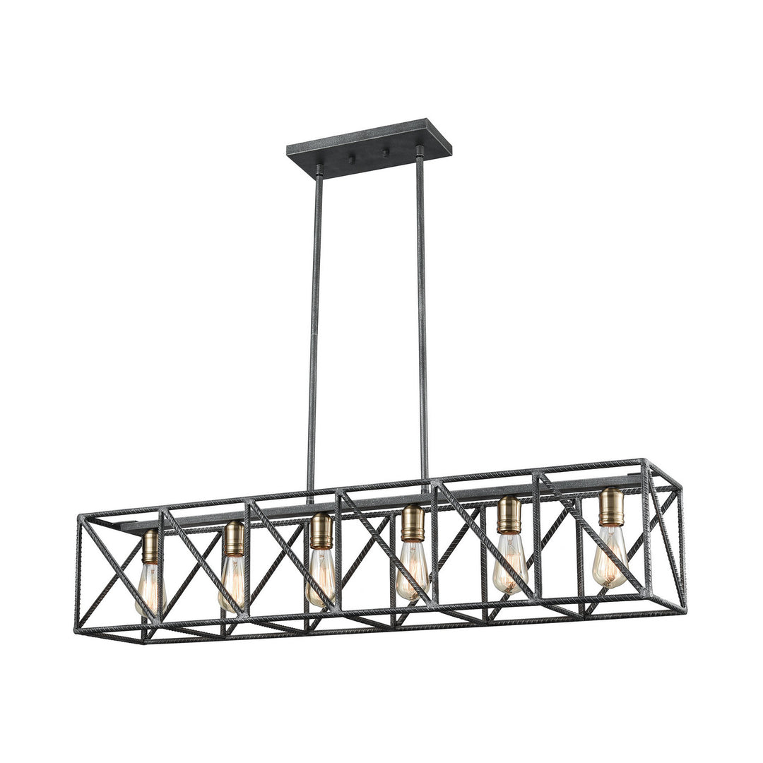 Elk Crossbar 15254/6 Pendant Light - Silverdust Iron