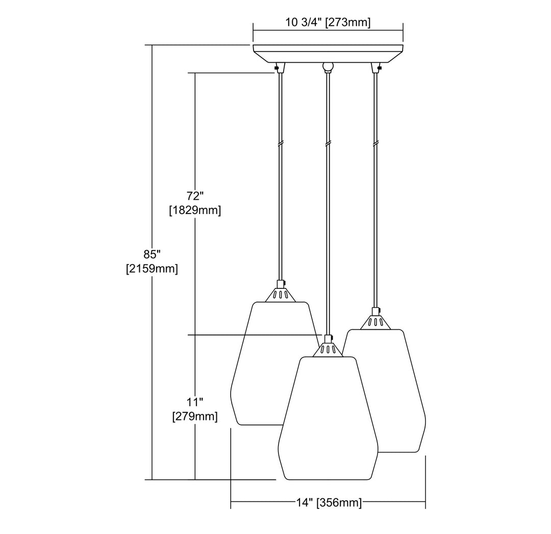 Elk Tulare 25101/3 Pendant Light - Satin Nickel