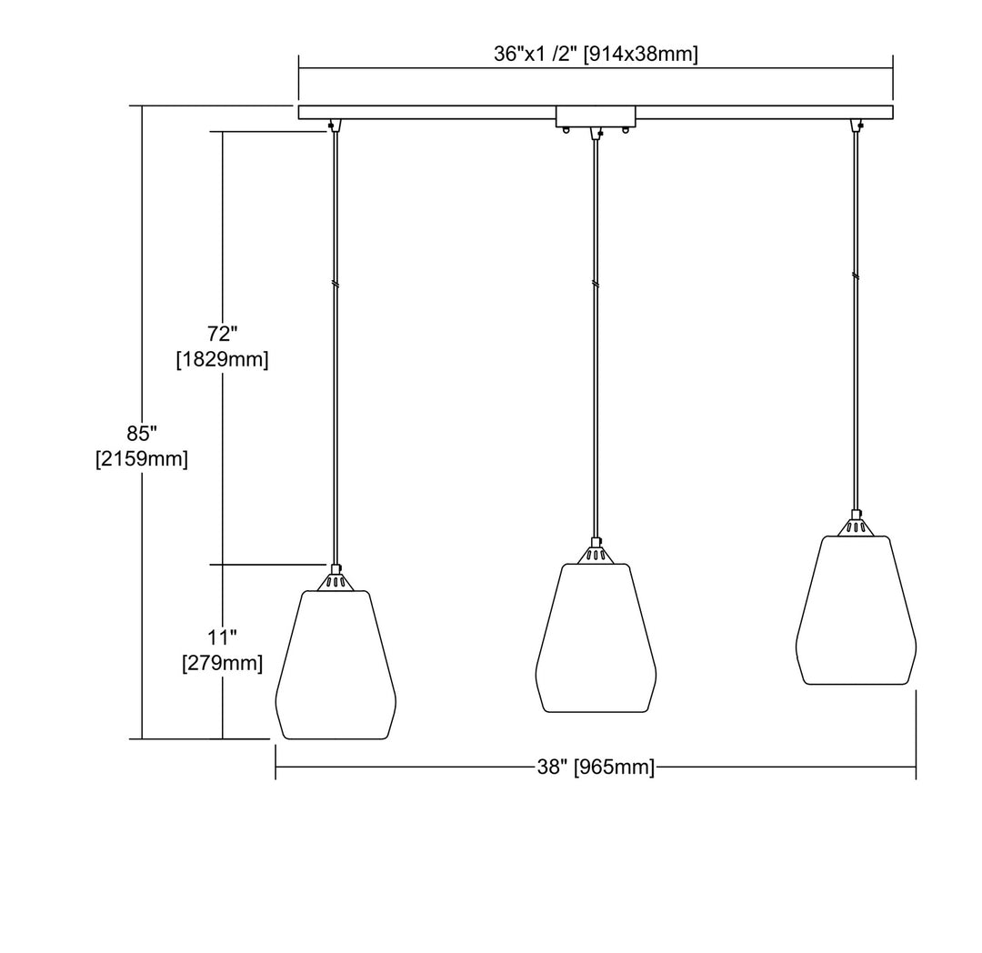 Elk Tulare 25101/3L Pendant Light - Satin Nickel