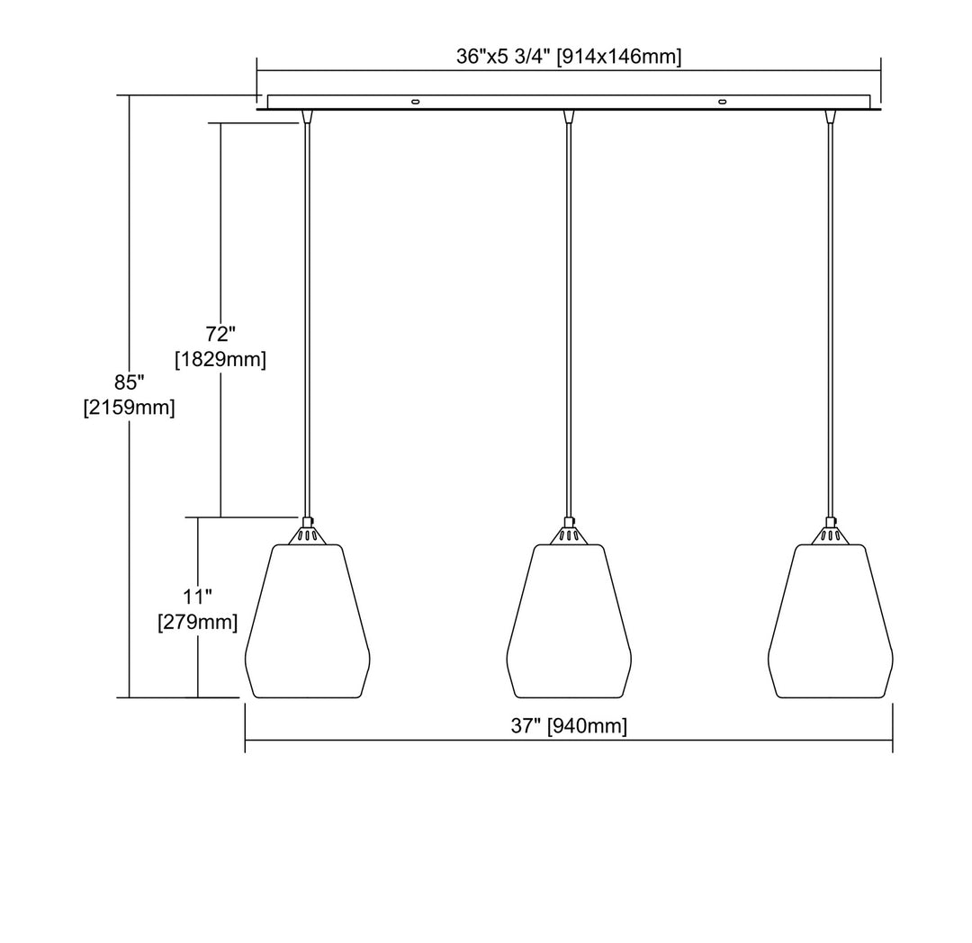 Elk Tulare 25101/3LP Pendant Light - Satin Nickel