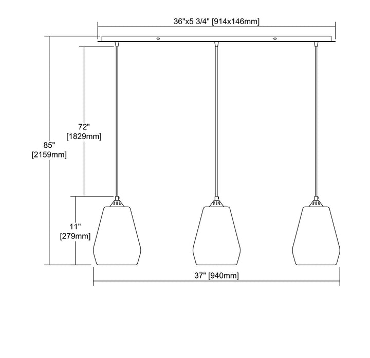Elk Tulare 25101/3LP Pendant Light - Satin Nickel