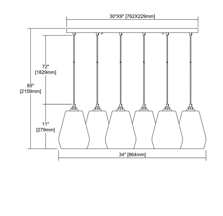 Elk Tulare 25101/6RC Pendant Light - Satin Nickel