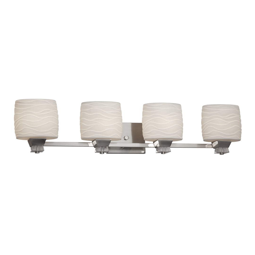 Justice Designs Limoges POR-8474-30-WAVE-NCKL Bath Vanity Light 35 in. wide - Brushed Nickel
