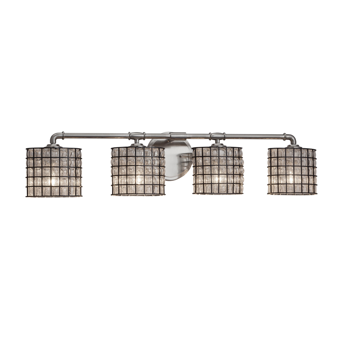 Justice Designs Wire Glass WGL-8464-30-GRCB-NCKL Bath Vanity Light 36 in. wide - Brushed Nickel