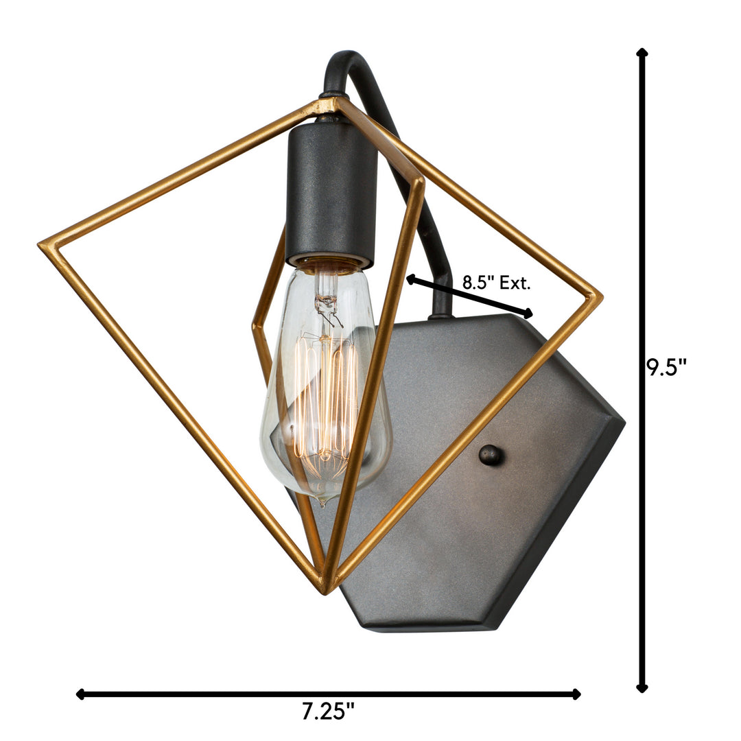 Varaluz Metropolis 261B01AGRB Wall Sconce Light - Antique Gold/Rustic Bronze