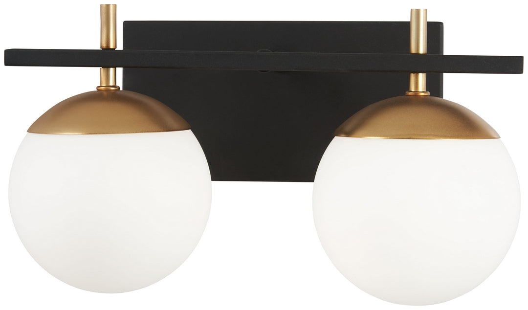 George Kovacs Alluria P1352-618 Bath Vanity Light 15 in. wide - Weathered Black W/Autumn Gold