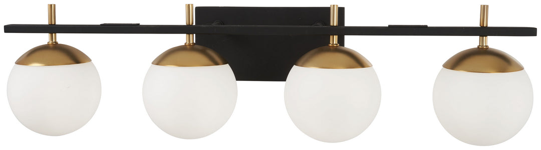 George Kovacs Alluria P1354-618 Bath Vanity Light 33 in. wide - Weathered Black W/Autumn Gold