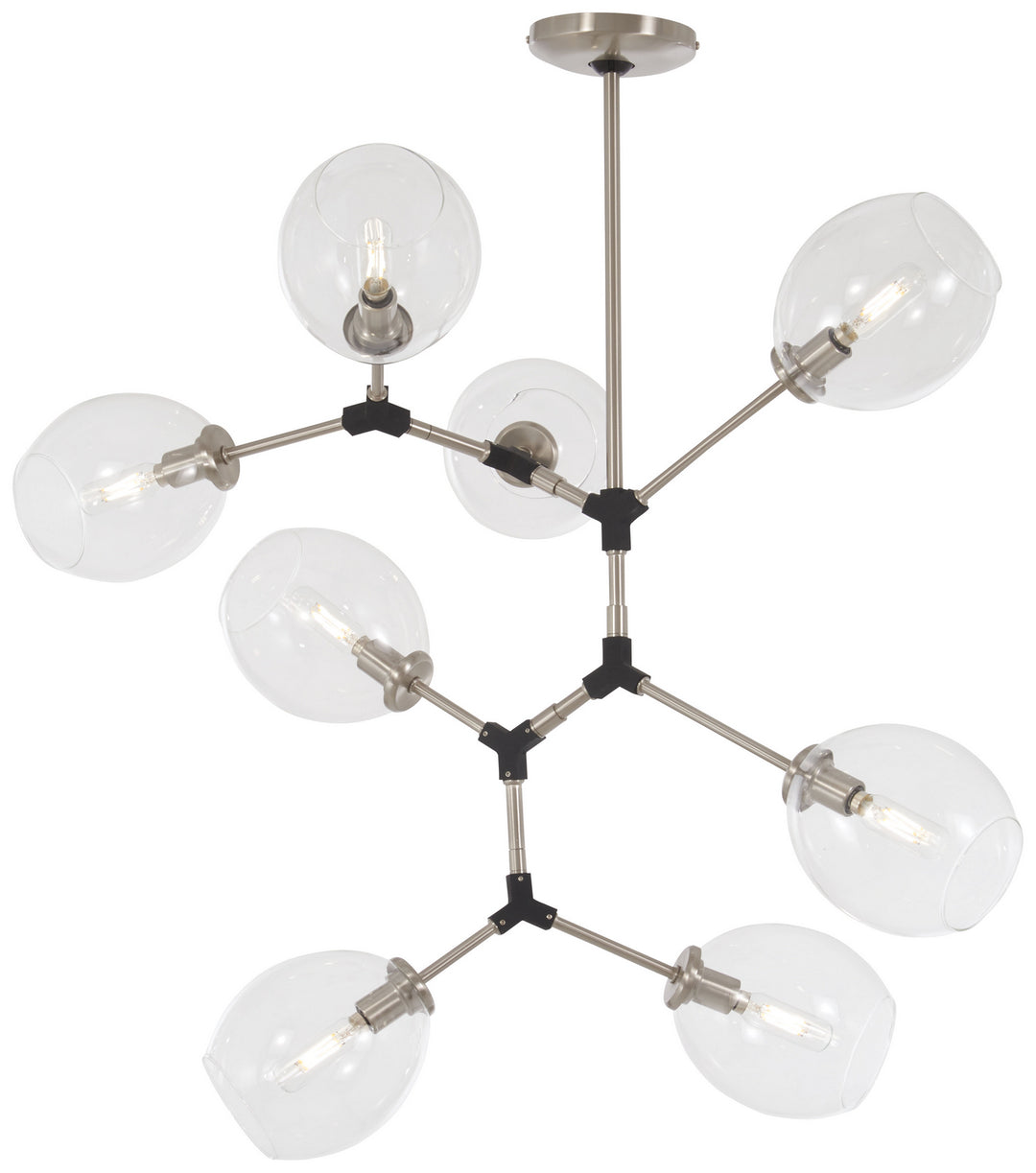 George Kovacs Nexpo P1365-619 Chandelier Light - Brushed Nickel W/Black Accents