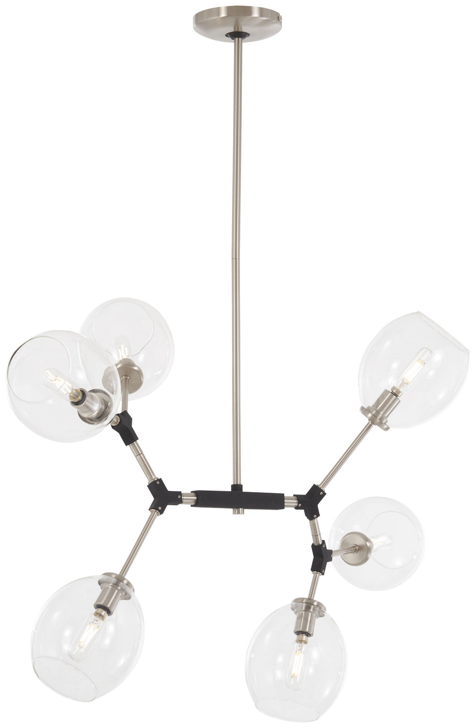 George Kovacs Nexpo P1366-619 Chandelier Light - Brushed Nickel W/Black Accents